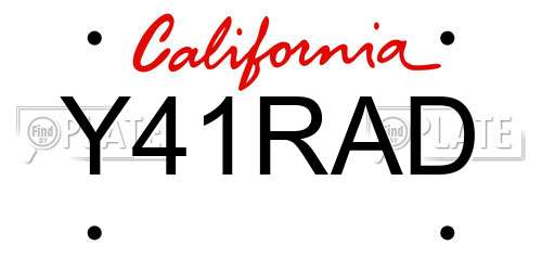 Y41RAD California License Plate