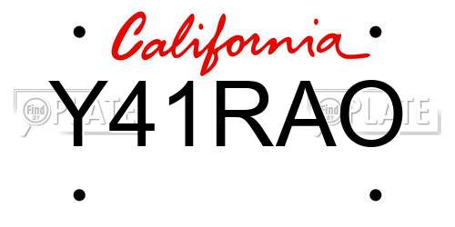 Y41RAO California License Plate
