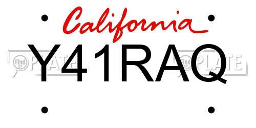 Y41RAQ California License Plate