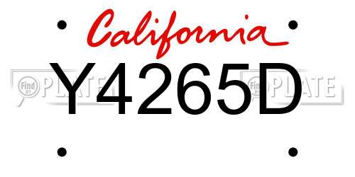 Y4265D California License Plate