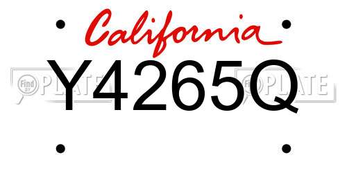 Y4265Q California License Plate