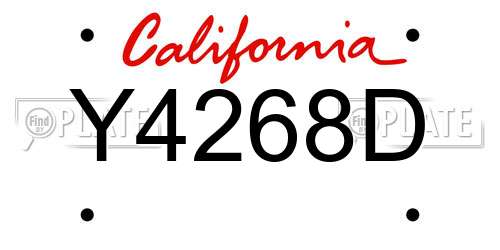 Y4268D California License Plate