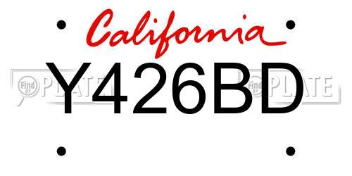 Y426BD California License Plate