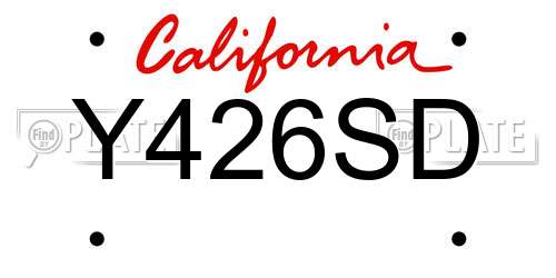 Y426SD California License Plate