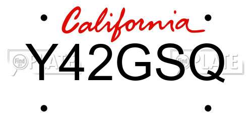 Y42GSQ California License Plate