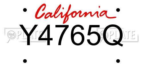 Y4765Q California License Plate