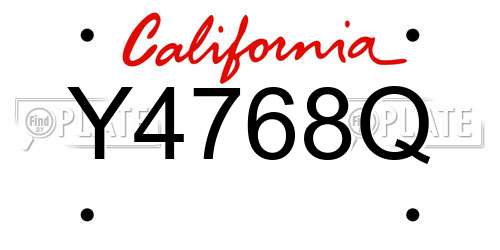 Y4768Q California License Plate