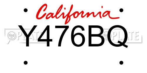 Y476BQ California License Plate