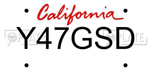 Y47GSD California License Plate