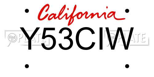 Y53CIW California License Plate