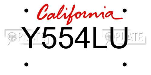 Y554LU California License Plate