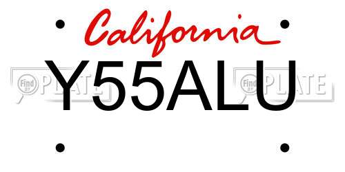 Y55ALU California License Plate