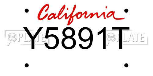 Y5891T California License Plate