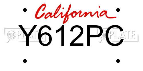 Y612PC California License Plate