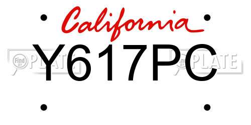 Y617PC California License Plate