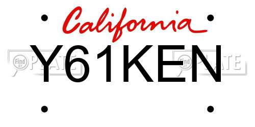 Y61KEN California License Plate
