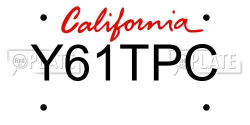 Y61TPC California License Plate
