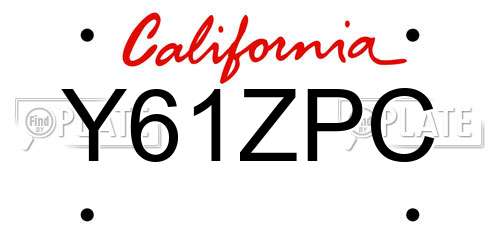 Y61ZPC California License Plate