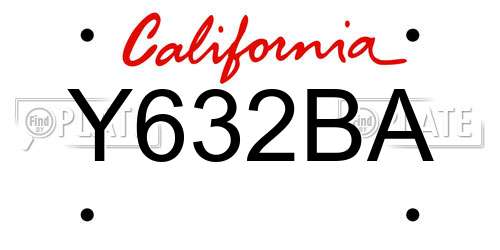 Y632BA California License Plate