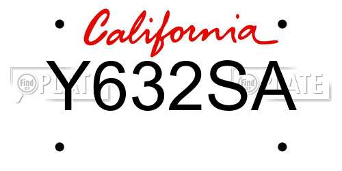Y632SA California License Plate