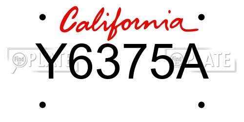 Y6375A California License Plate