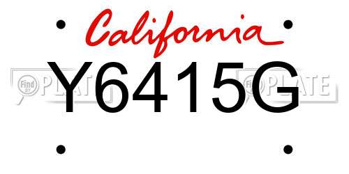 Y6415G California License Plate