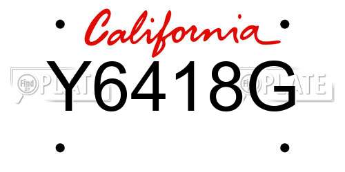 Y6418G California License Plate
