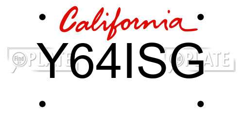 Y64ISG California License Plate