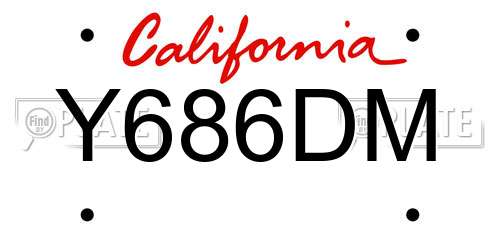 Y686DM California License Plate