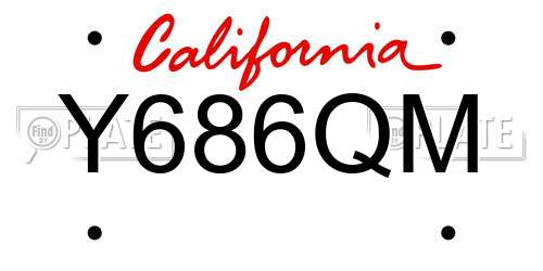 Y686QM California License Plate