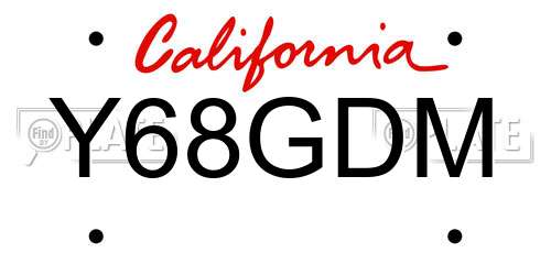 Y68GDM California License Plate