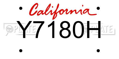 Y7180H California License Plate