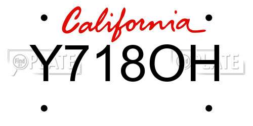 Y718OH California License Plate