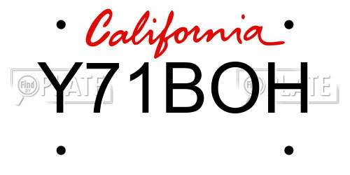 Y71BOH California License Plate