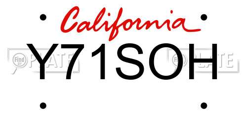Y71SOH California License Plate
