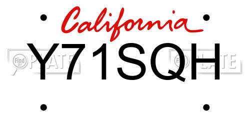 Y71SQH California License Plate