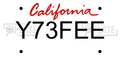 Y73FEE California License Plate
