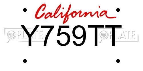 Y759TT California License Plate