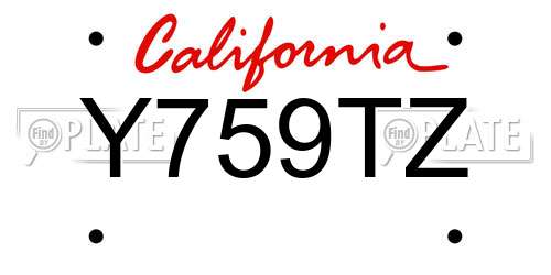 Y759TZ California License Plate