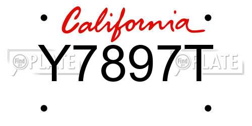 Y7897T California License Plate