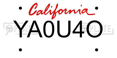 YA0U4O California License Plate