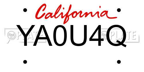 YA0U4Q California License Plate