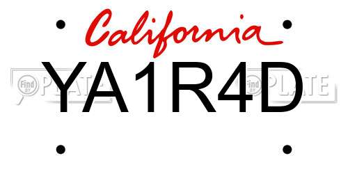 YA1R4D California License Plate