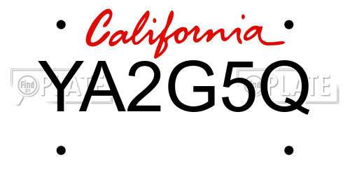 YA2G5Q California License Plate
