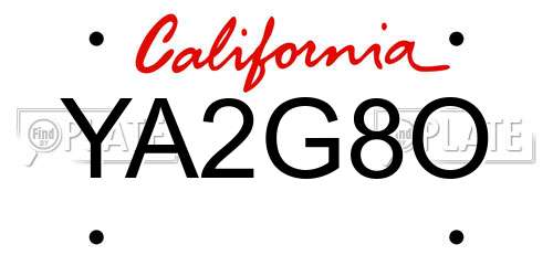 YA2G8O California License Plate