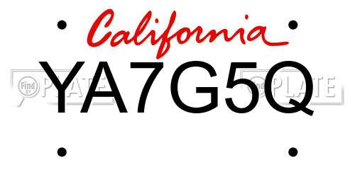 YA7G5Q California License Plate