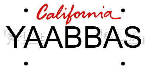 YAABBAS California License Plate