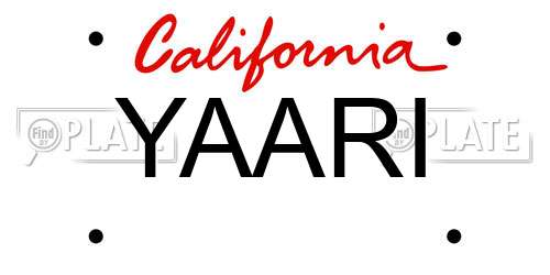 YAARI California License Plate