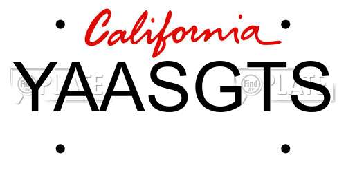 YAASGTS California License Plate