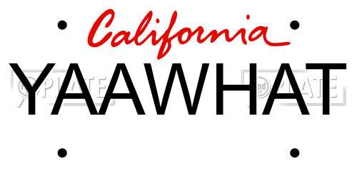YAAWHAT California License Plate